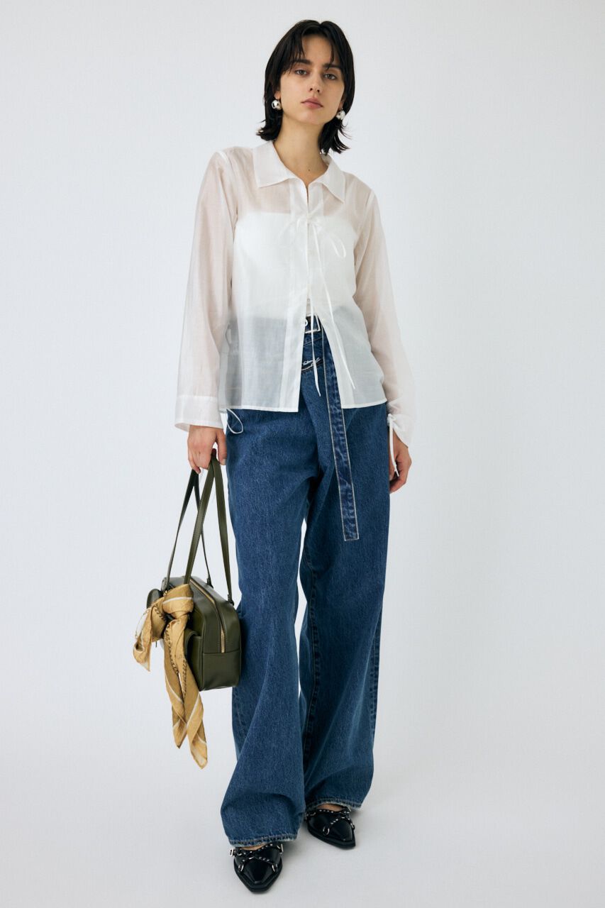 MOUSSY「RIBBON シアーシャツ」|シャツ・ブラウス|
