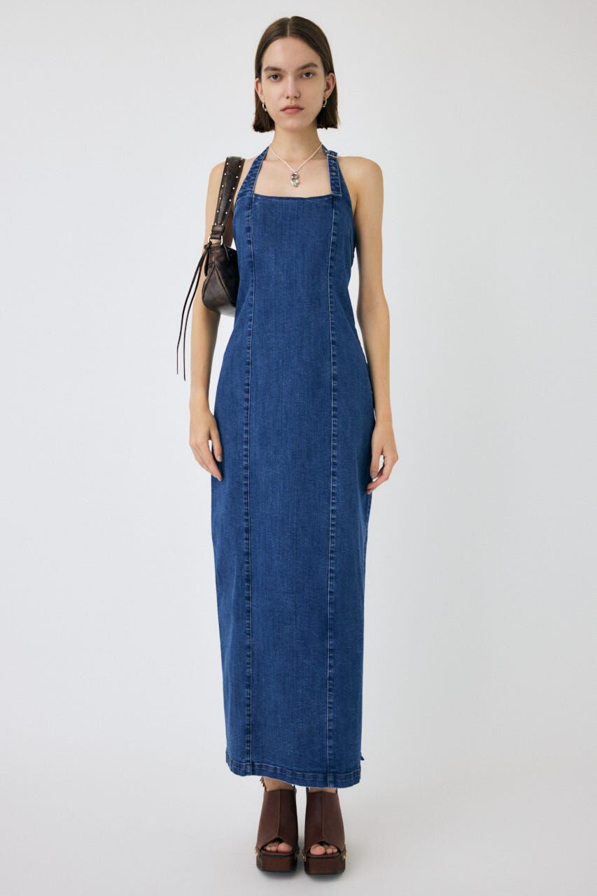 MOUSSY「HALTER STRAP デニムドレス」|ワンピース|