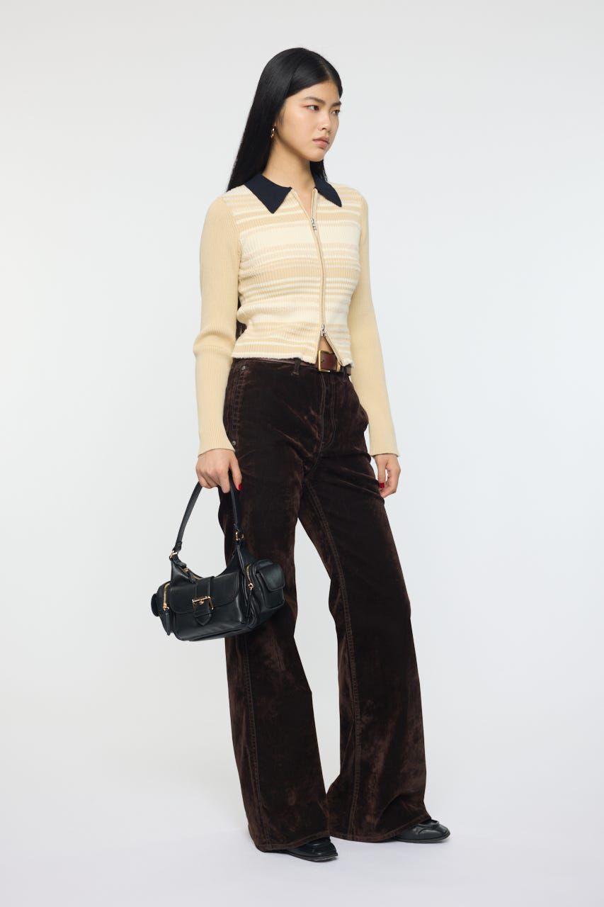 MOUSSY「STRIPE ZIP UP KNIT シャツ」|シャツ・ブラウス|