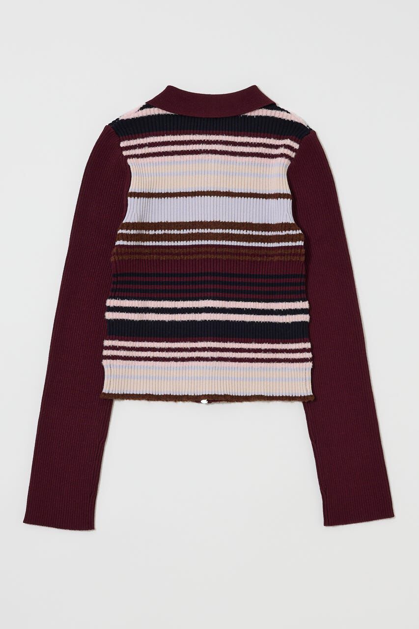 MOUSSY「STRIPE ZIP UP KNIT シャツ」|シャツ・ブラウス|