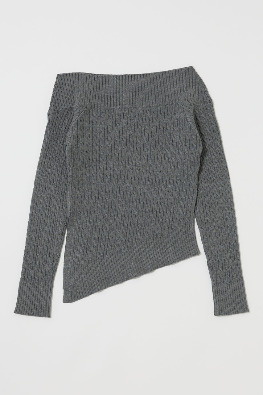 MOUSSY「ASYMMETRY SHOULDER CABLE ニット」|ニット・セーター|