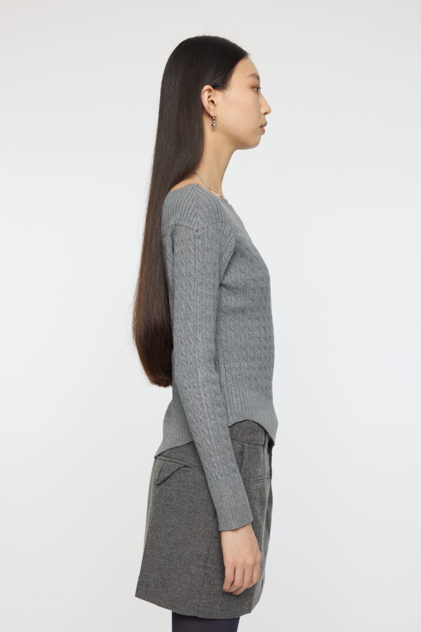 MOUSSY「ASYMMETRY SHOULDER CABLE ニット」|ニット・セーター|