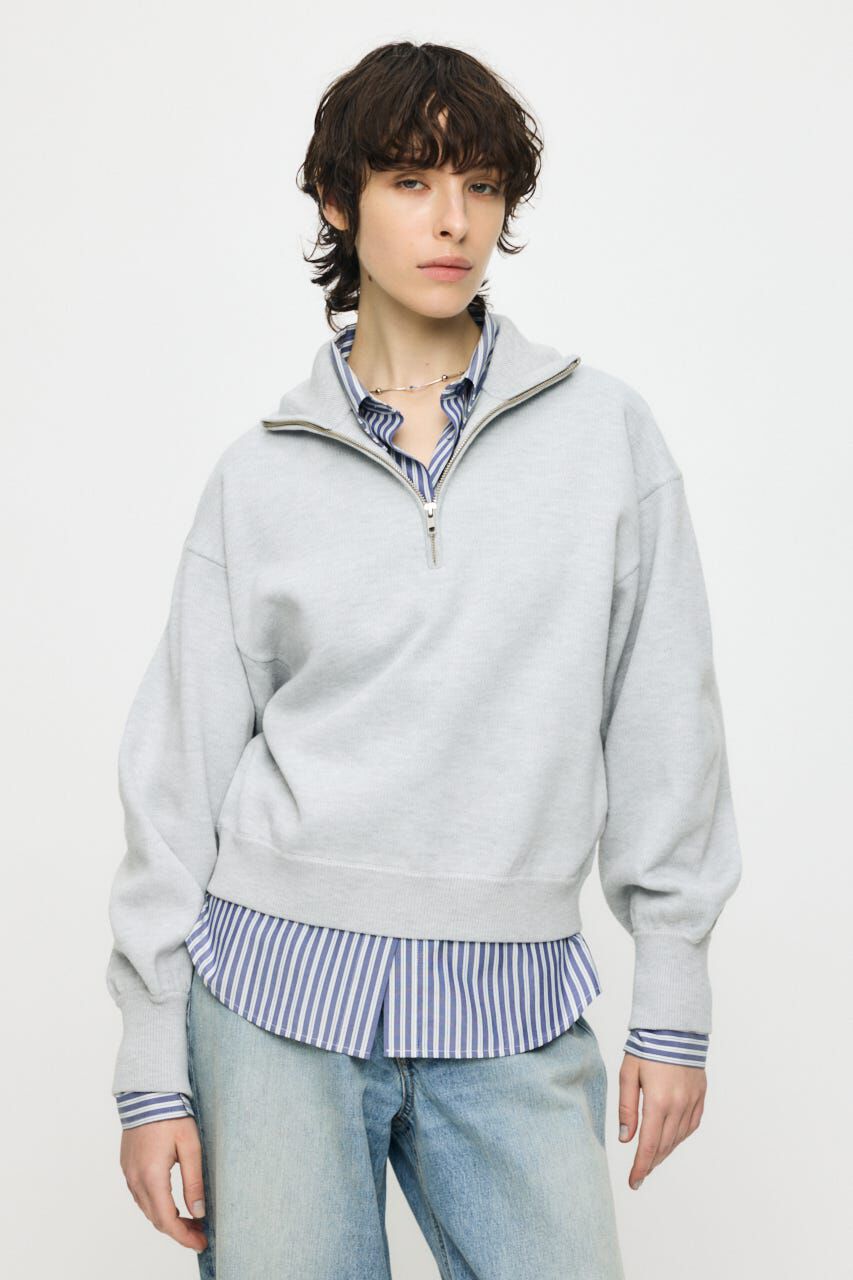 MOUSSY「SWEAT LIKE HALF ZIP ニットトップス」|パーカー|T.GRY