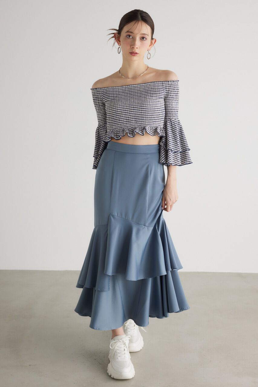 rienda「シャーリングオフショルクロップドTOP」|その他|