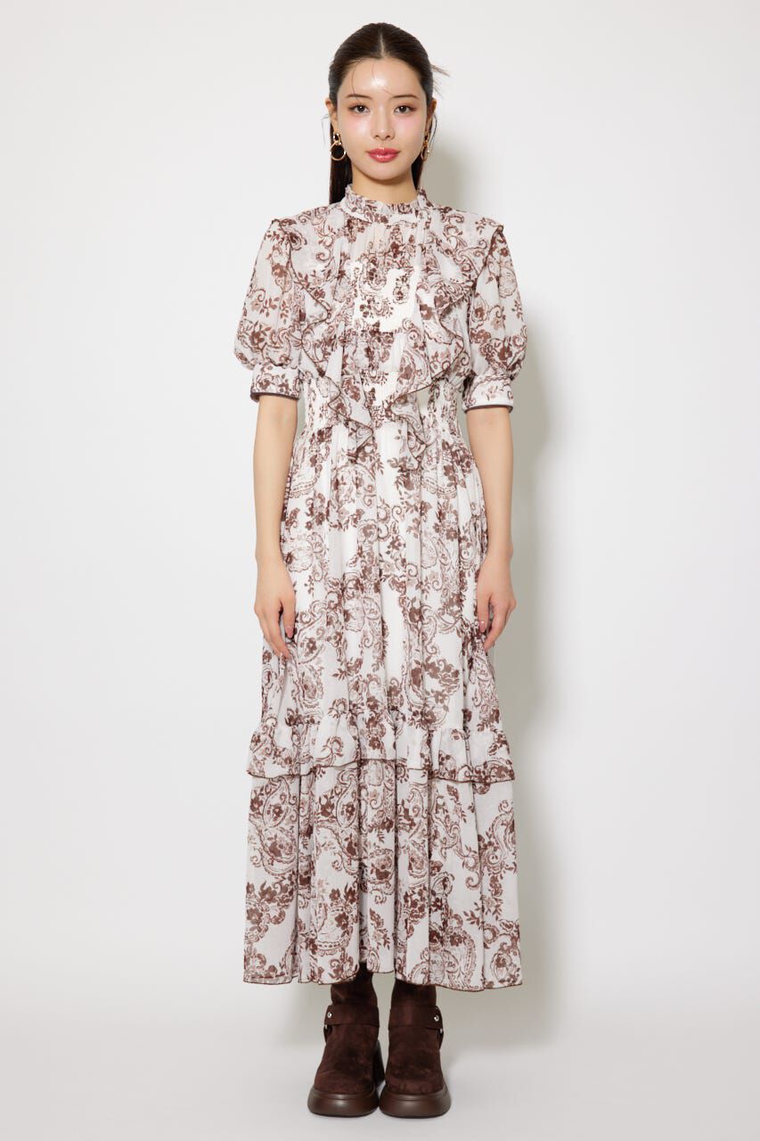 rienda「フロントロングフリルマルチパターンワンピース」|ワンピース|