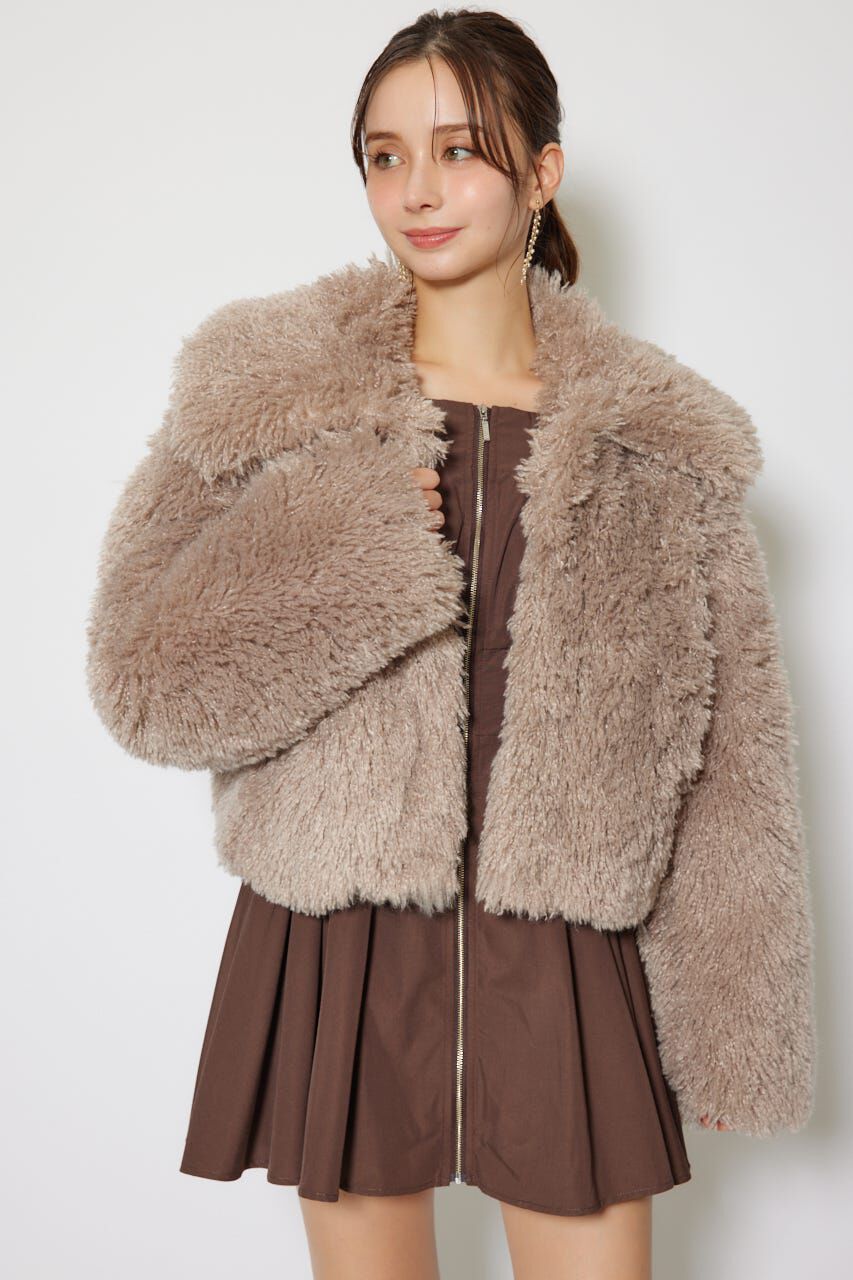 rienda「ショート丈フェイクプードルファーブルゾン」|ブルゾン・スタジャン|