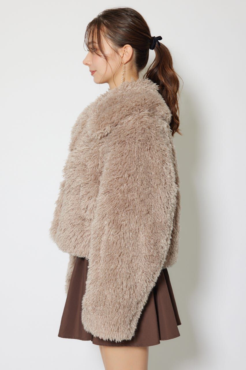 rienda「ショート丈フェイクプードルファーブルゾン」|ブルゾン・スタジャン|