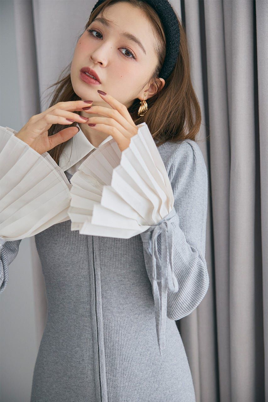 rienda「レイヤードパターンシャツニットミニワンピース」|ワンピース|