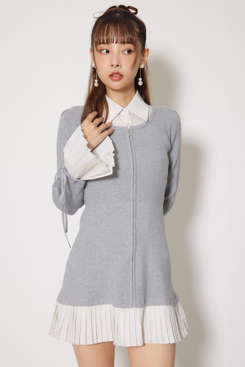 rienda「レイヤードパターンシャツニットミニワンピース」|ワンピース|