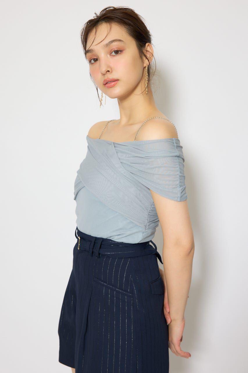 rienda「フロントクロスチュールカットトップス」|Tシャツ・カットソー|