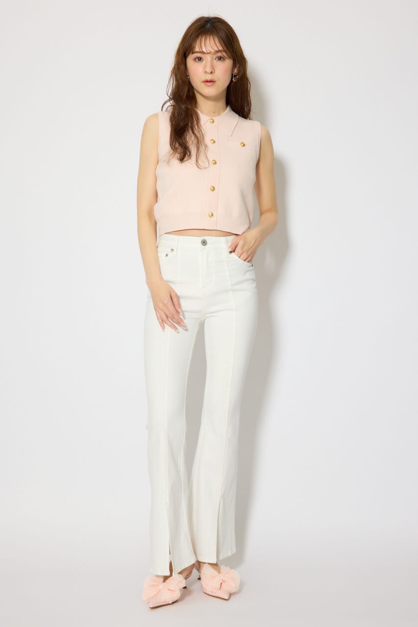 rienda「ゴールドボタンノースリニットトップス」|ニット・セーター|