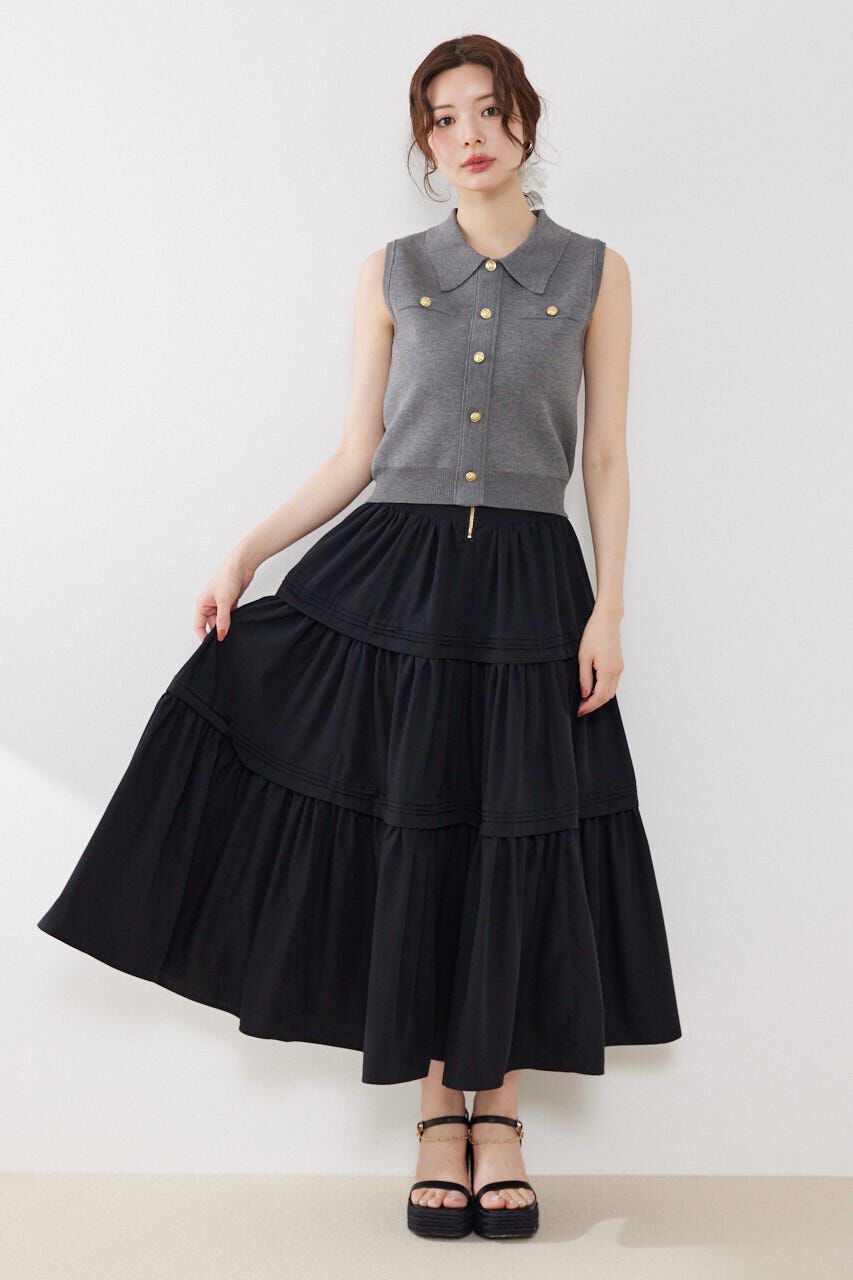 rienda「ゴールドボタンノースリニットトップス」|ニット・セーター|