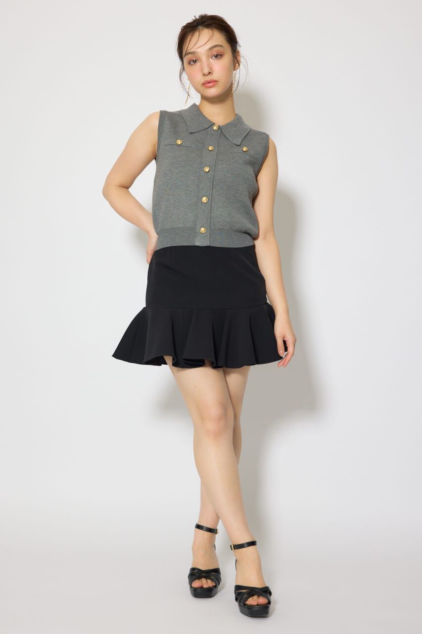 rienda「ゴールドボタンノースリニットトップス」|ニット・セーター|