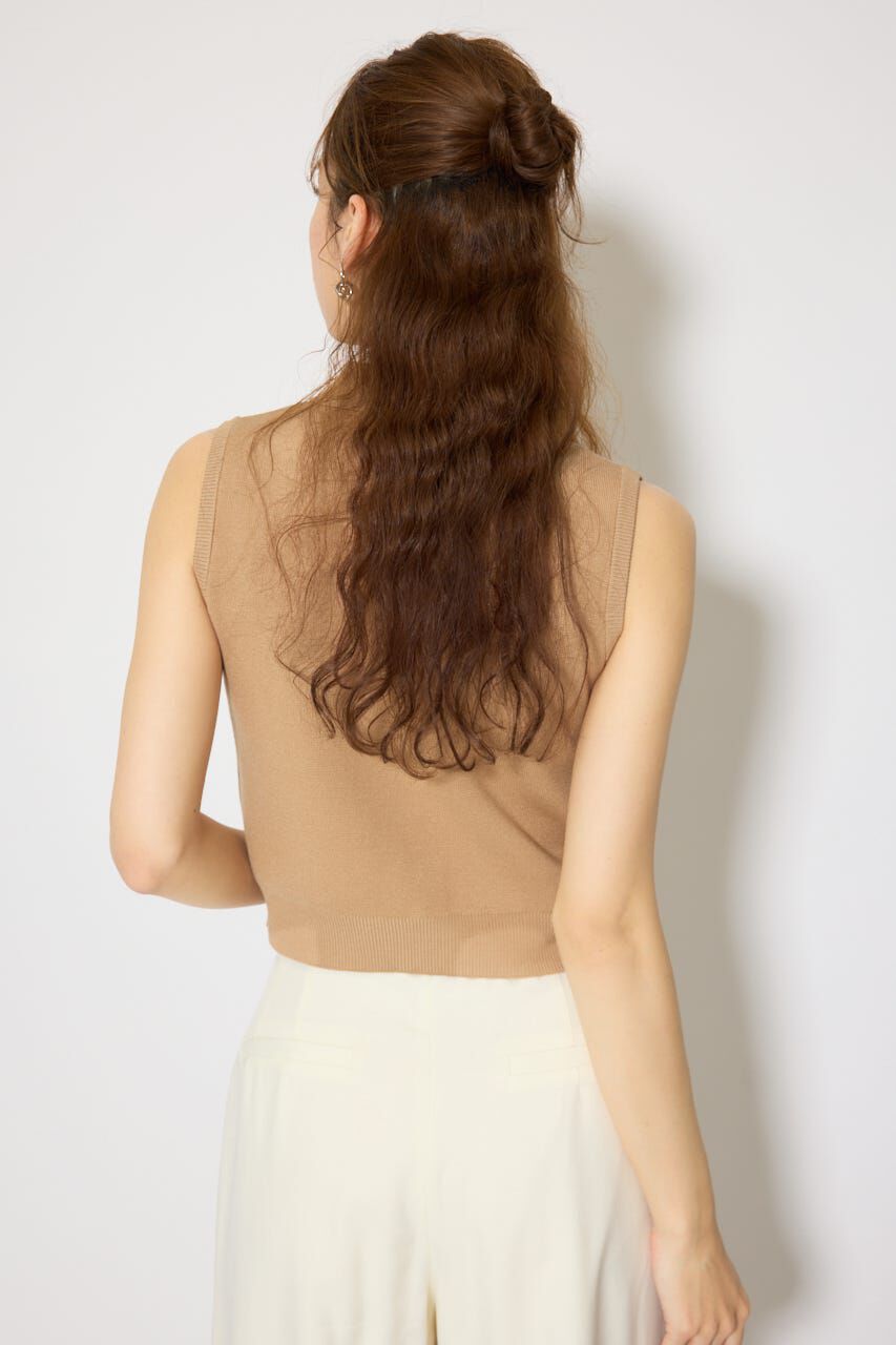 rienda「ゴールドボタンノースリニットトップス」|ニット・セーター|