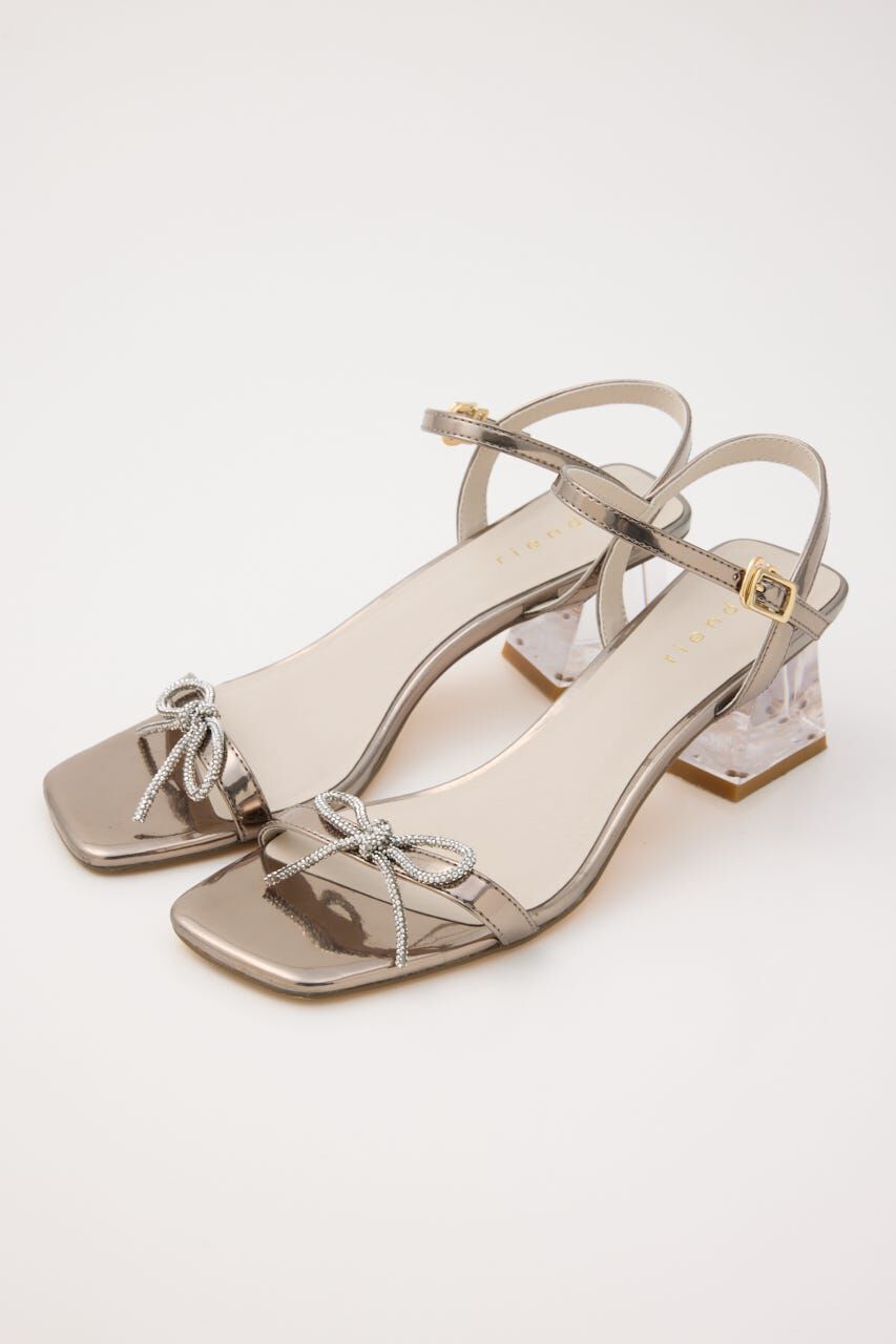 rienda「ビジューリボンクリアヒールサンダル」|サンダル|