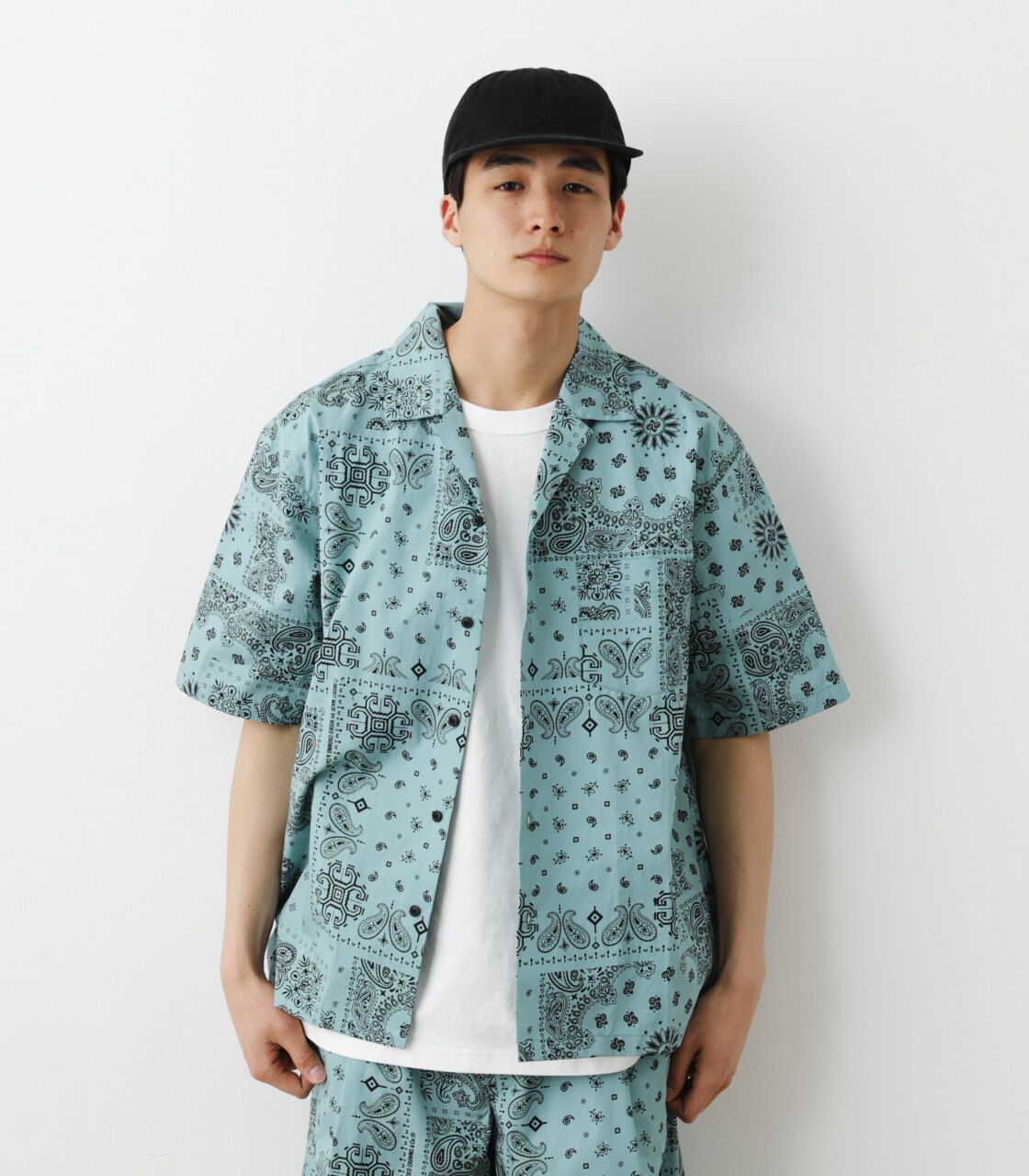 RODEO CROWNS「タイプライター オープンカラーシャツ」|シャツ・ブラウス|柄BLU5