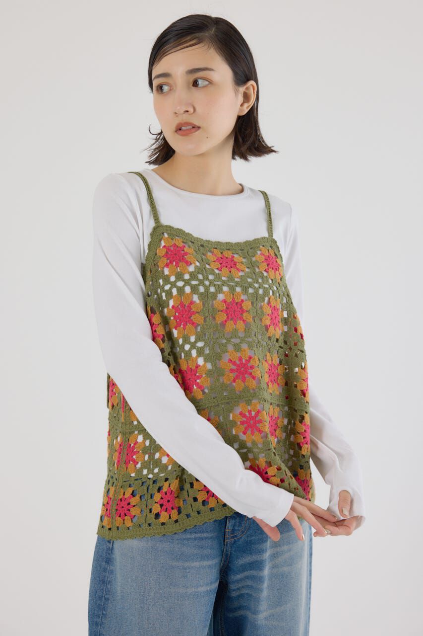 RODEO CROWNS「FLOWERクロシェキャミソール」|キャミソール|