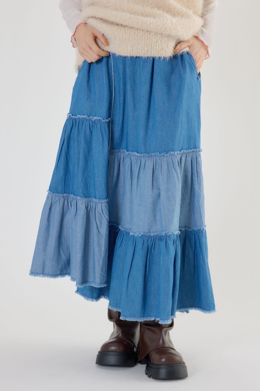 RODEO CROWNS「アシメティアードデニムスカート」|スカート|BLU