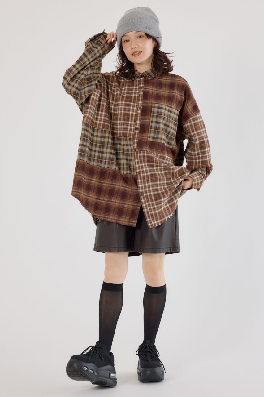RODEO CROWNS「パッチワークチェックシャツ」|シャツ・ブラウス|