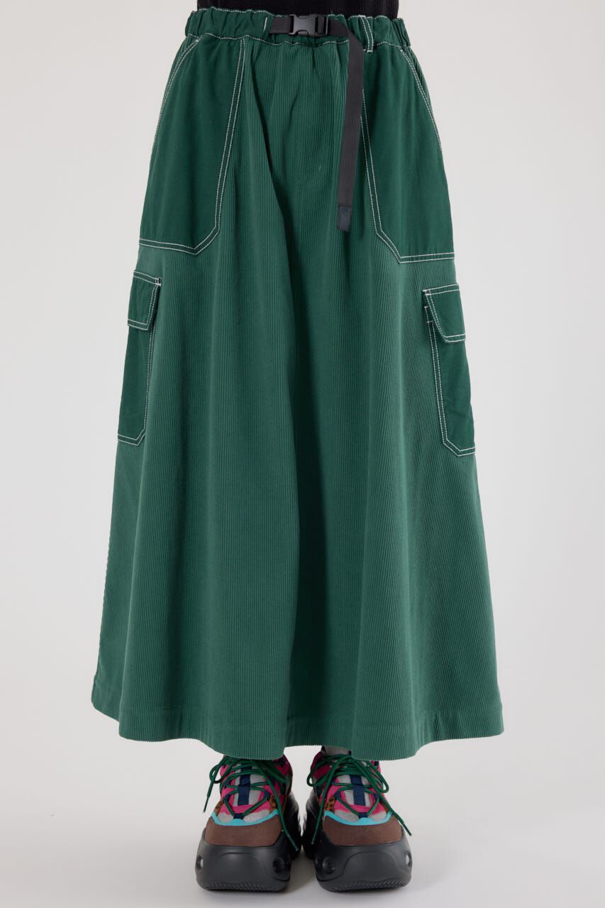 RODEO CROWNS「テープベルト異素材切替カーゴスカート」|スカート|