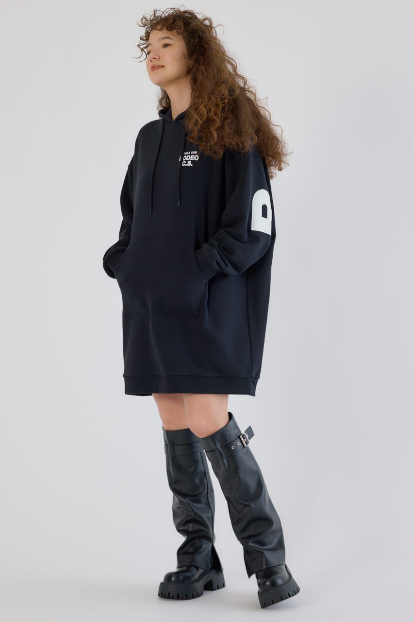 RODEO CROWNS「フェイクレザーパッチパーカーワンピース」|ワンピース|