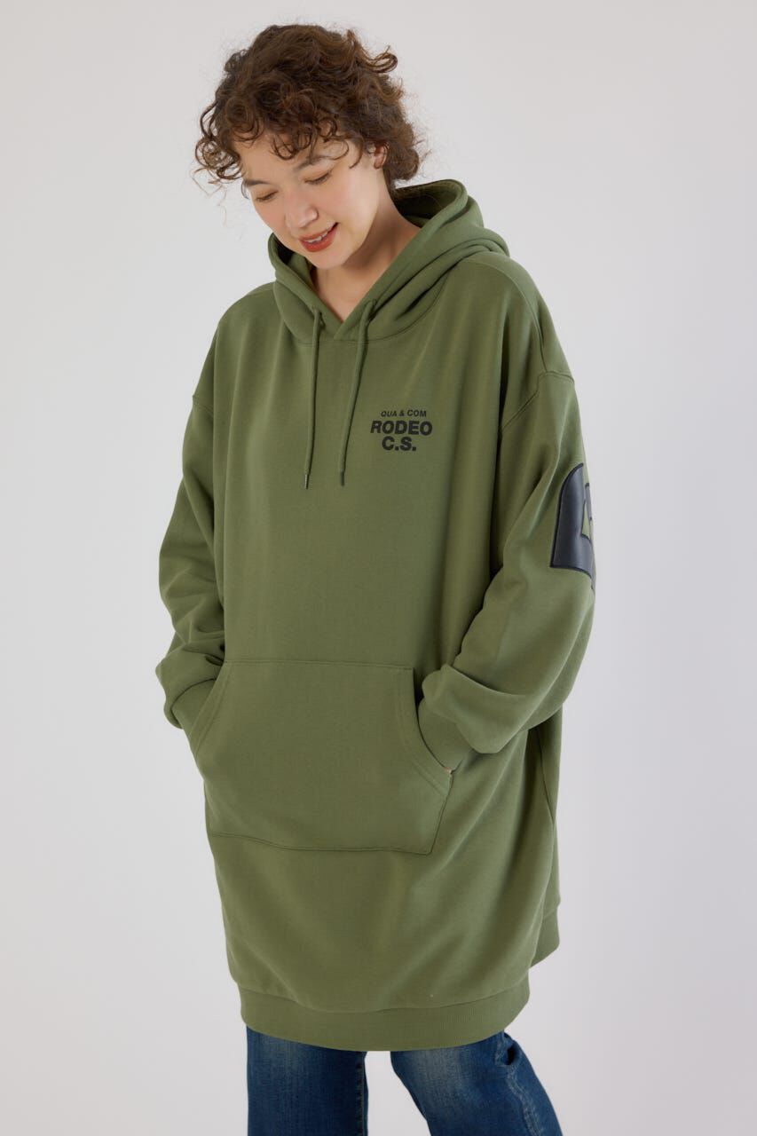 RODEO CROWNS「フェイクレザーパッチパーカーワンピース」|ワンピース|