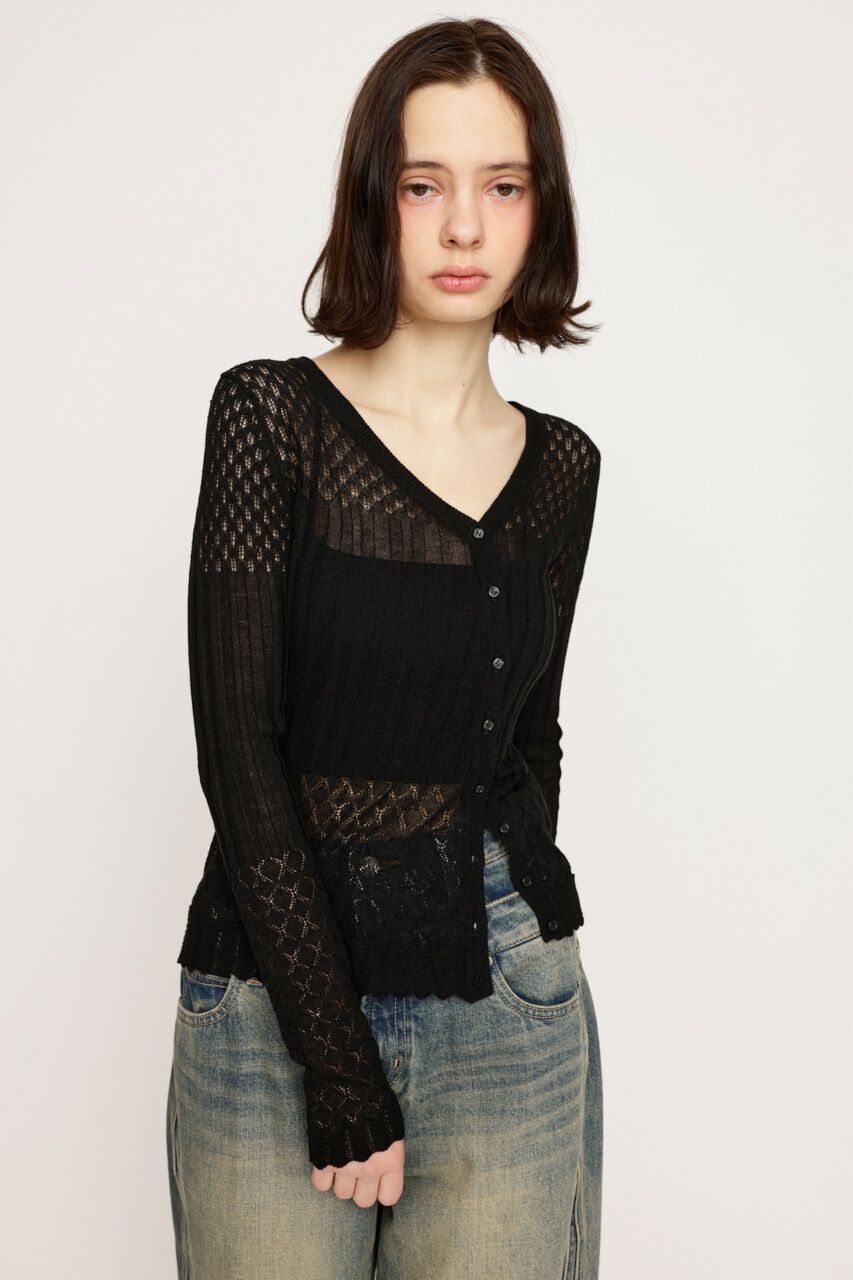 SLY「CROCHET SLANT BUTTON カーディガン」|カーディガン|
