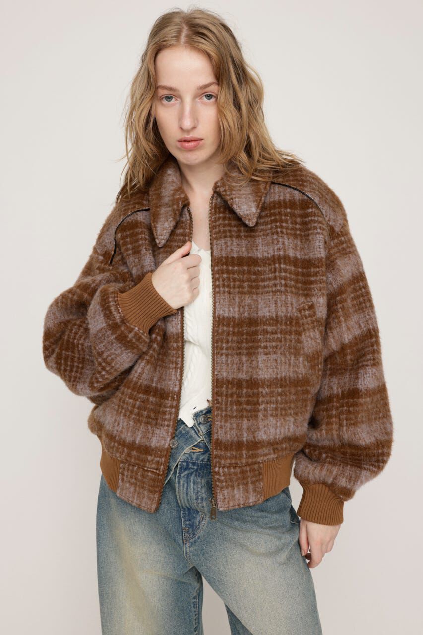 SLY「SHAGGY CHECK ブルゾン」|ブルゾン・スタジャン|M/BRN7