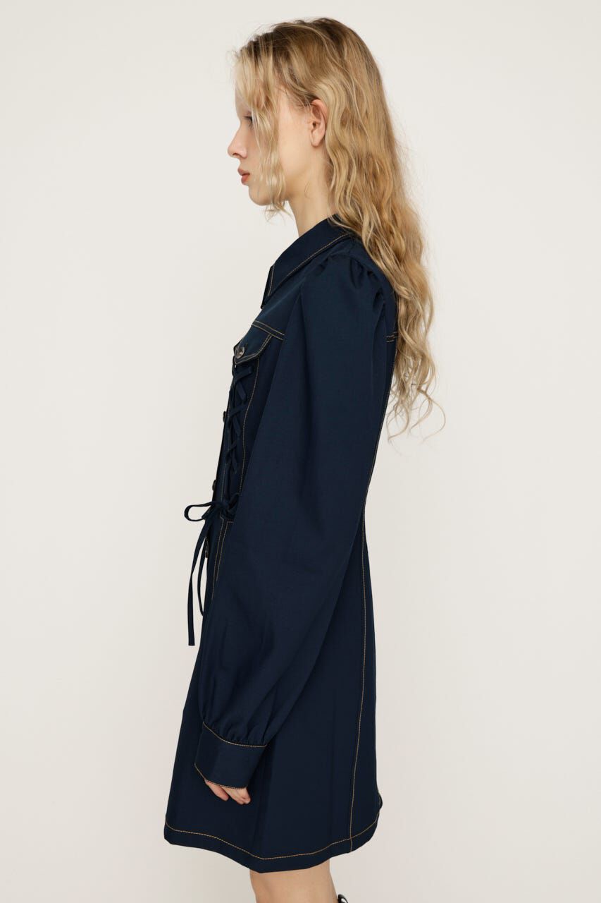 SLY「LACE UP FRONT BUTTON ショートワンピース」|ワンピース|