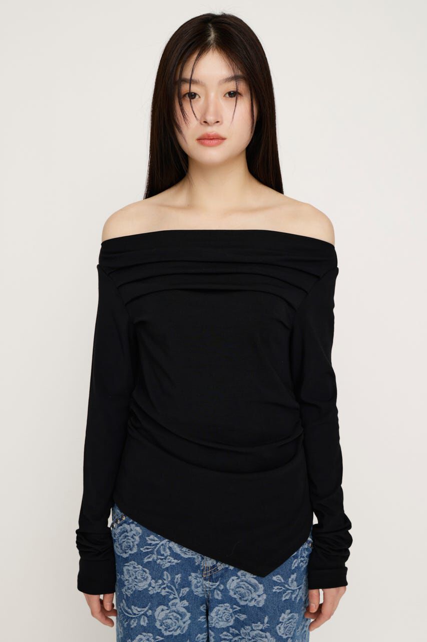 SLY「OFF SHOULDER TUCK トップス」|Tシャツ・カットソー|