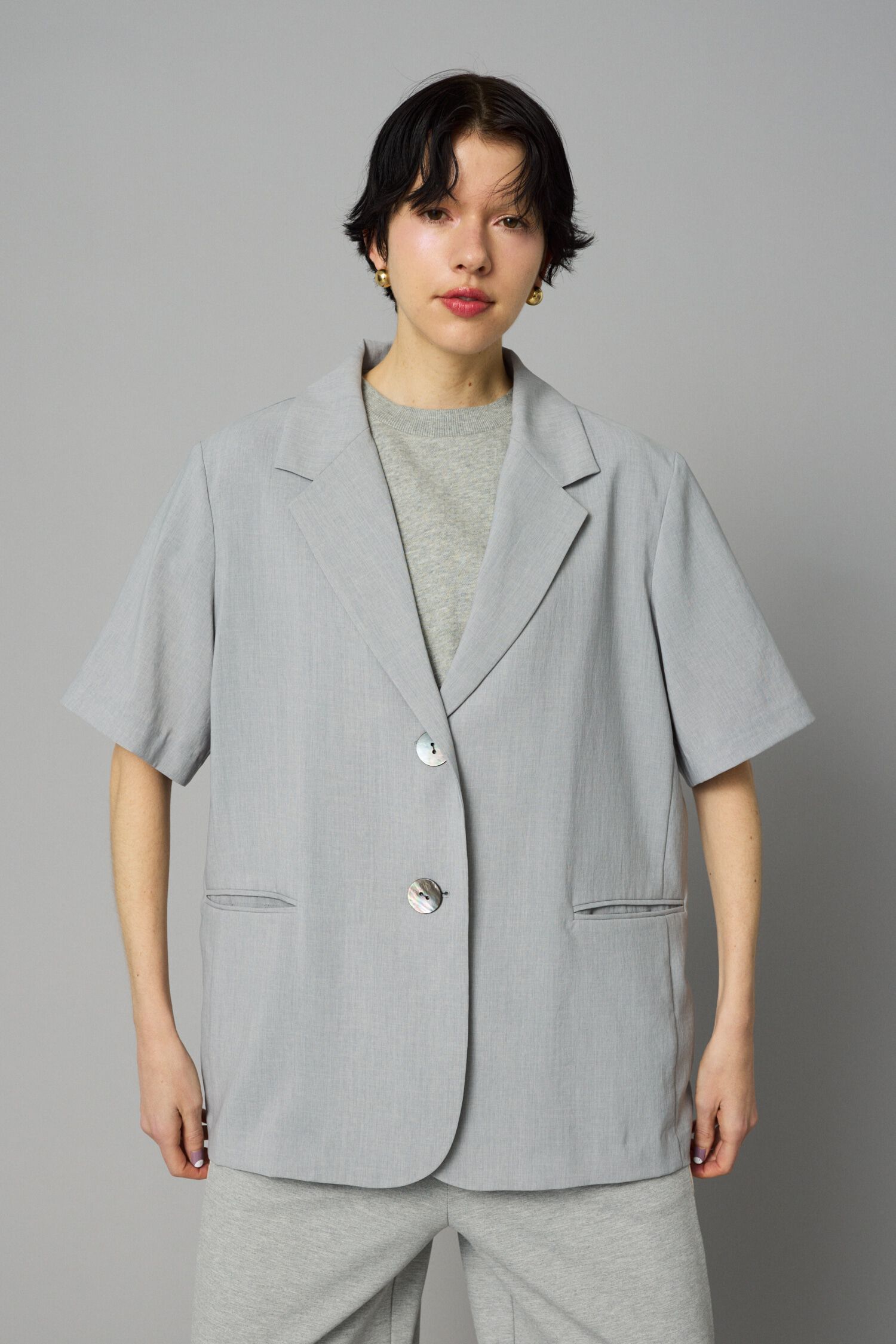 HeRIN.CYE「Over size half  jacket」|その他|L/GRY1