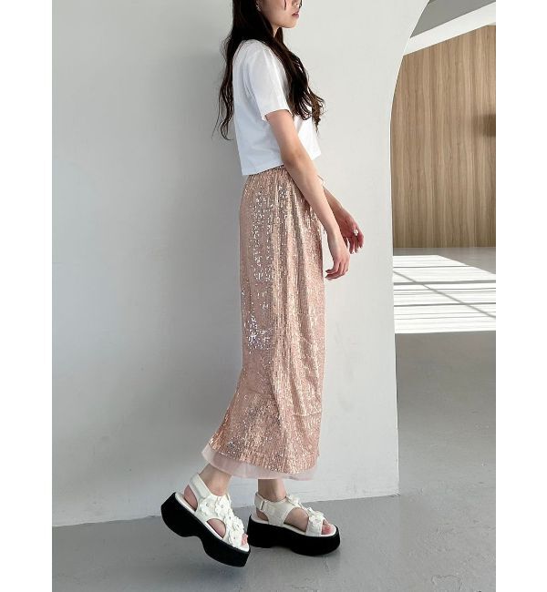 CALNAMUR「SPANGLE DRAWSTRINGS SK/スパンコールドロストスカート」|スカート|