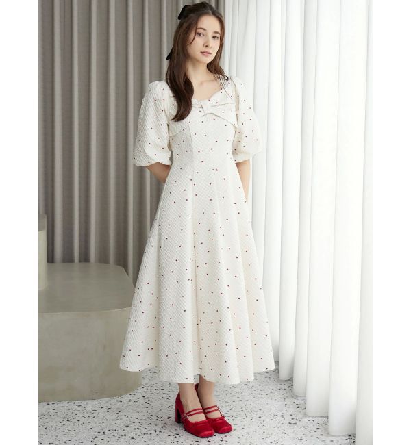 CALNAMUR「ハートプリントリボンワンピース」|ワンピース|