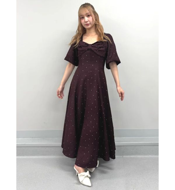 CALNAMUR「ハートプリントリボンワンピース」|ワンピース|モカ