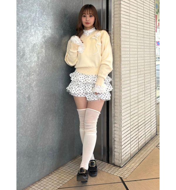 CALNAMUR「オーガンコサージュVネックニット」|ニット・セーター|