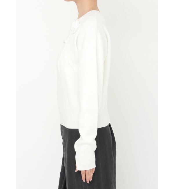 CALNAMUR「オーガンコサージュVネックニット」|ニット・セーター|