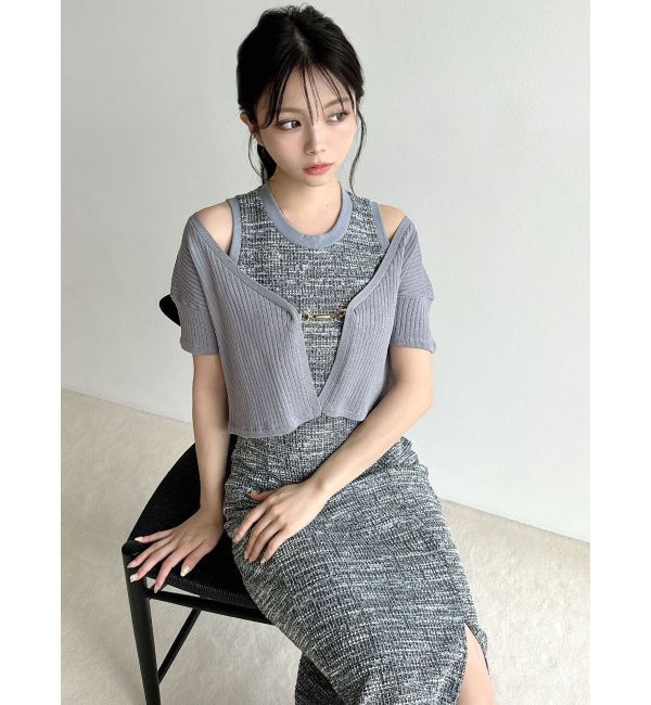 RESEXXY「チャームリブニットカーディガン【セットアップ着用可能】」|カーディガン|