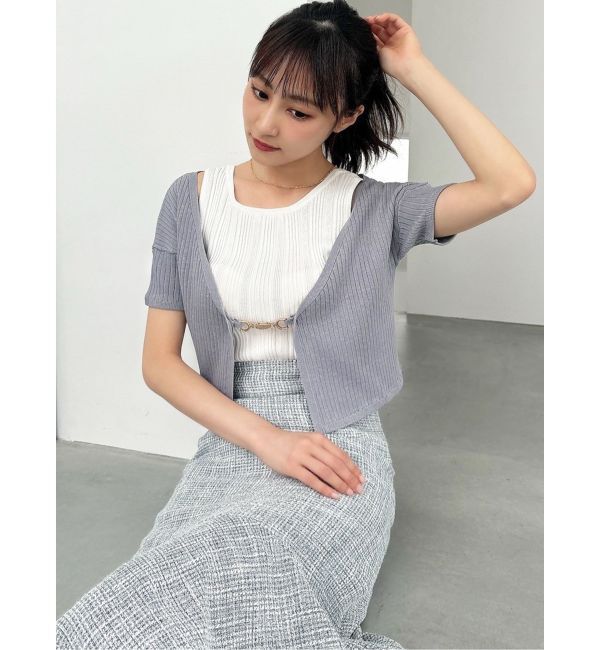 RESEXXY「チャームリブニットカーディガン【セットアップ着用可能】」|カーディガン|