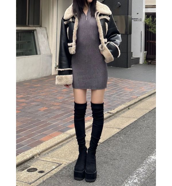 EMODA「ショートフェイクムートンブルゾン」|ブルゾン・スタジャン|