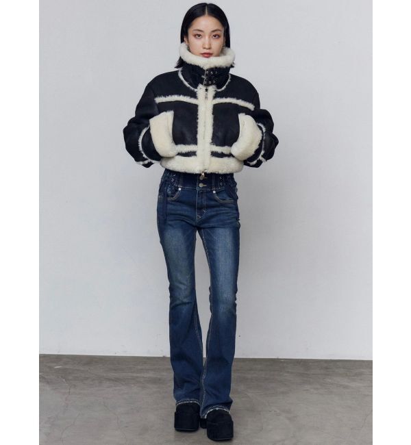 EMODA「ショートフェイクムートンブルゾン」|ブルゾン・スタジャン|