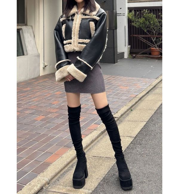 EMODA「ショートフェイクムートンブルゾン」|ブルゾン・スタジャン|