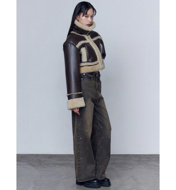 EMODA「ショートフェイクムートンブルゾン」|ブルゾン・スタジャン|