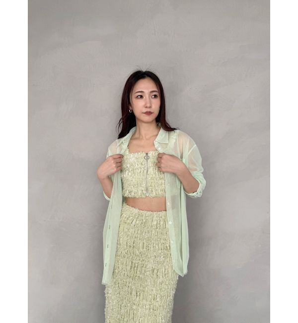 MERCURYDUO「【OUNNOUN】カットジャガード シャーリング ペンシルスカート」|スカート|