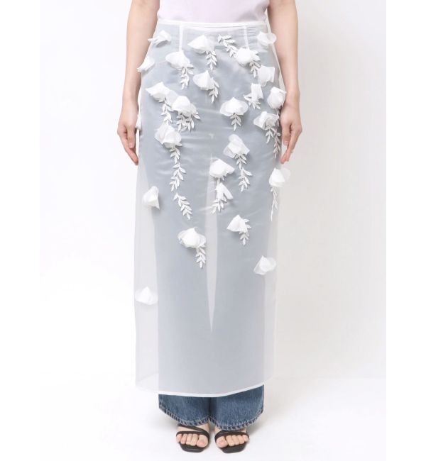 MERCURYDUO「【OUNNOUN】コサージュモチーフオーガンジースカート」|スカート|