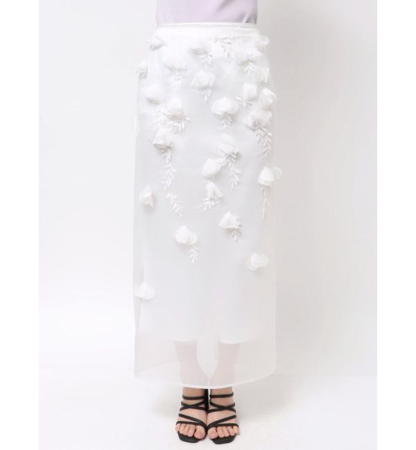 MERCURYDUO「【OUNNOUN】コサージュモチーフオーガンジースカート」|スカート|