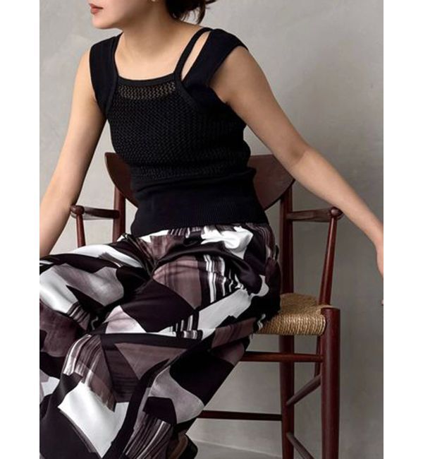 MERCURYDUO「【OUNNOUN】メッシュレイヤードニット」|ニット・セーター|ブラック