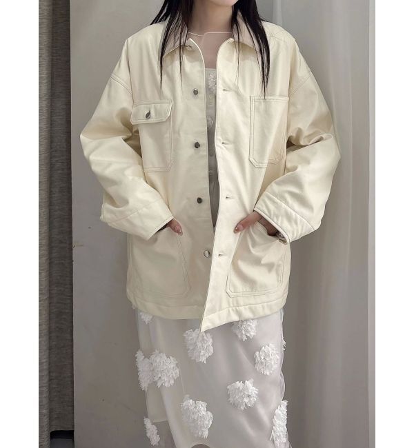 MERCURYDUO「【OUNNOUN】フェイクレザーカバーオール」|ブルゾン・スタジャン|