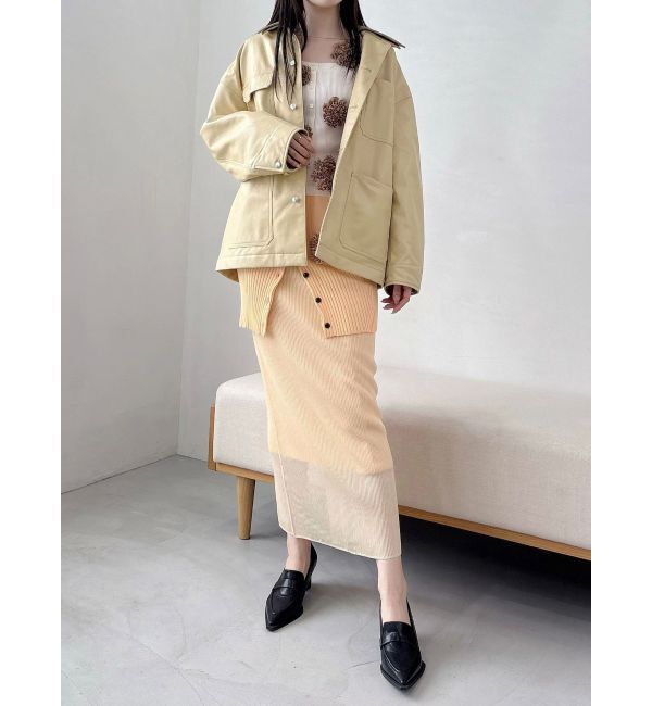 MERCURYDUO「【OUNNOUN】フェイクレザーカバーオール」|ブルゾン・スタジャン|