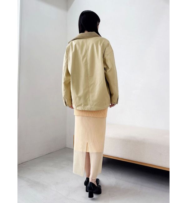 MERCURYDUO「【OUNNOUN】フェイクレザーカバーオール」|ブルゾン・スタジャン|