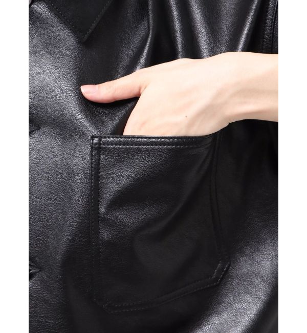 MERCURYDUO「【OUNNOUN】フェイクレザーカバーオール」|ブルゾン・スタジャン|